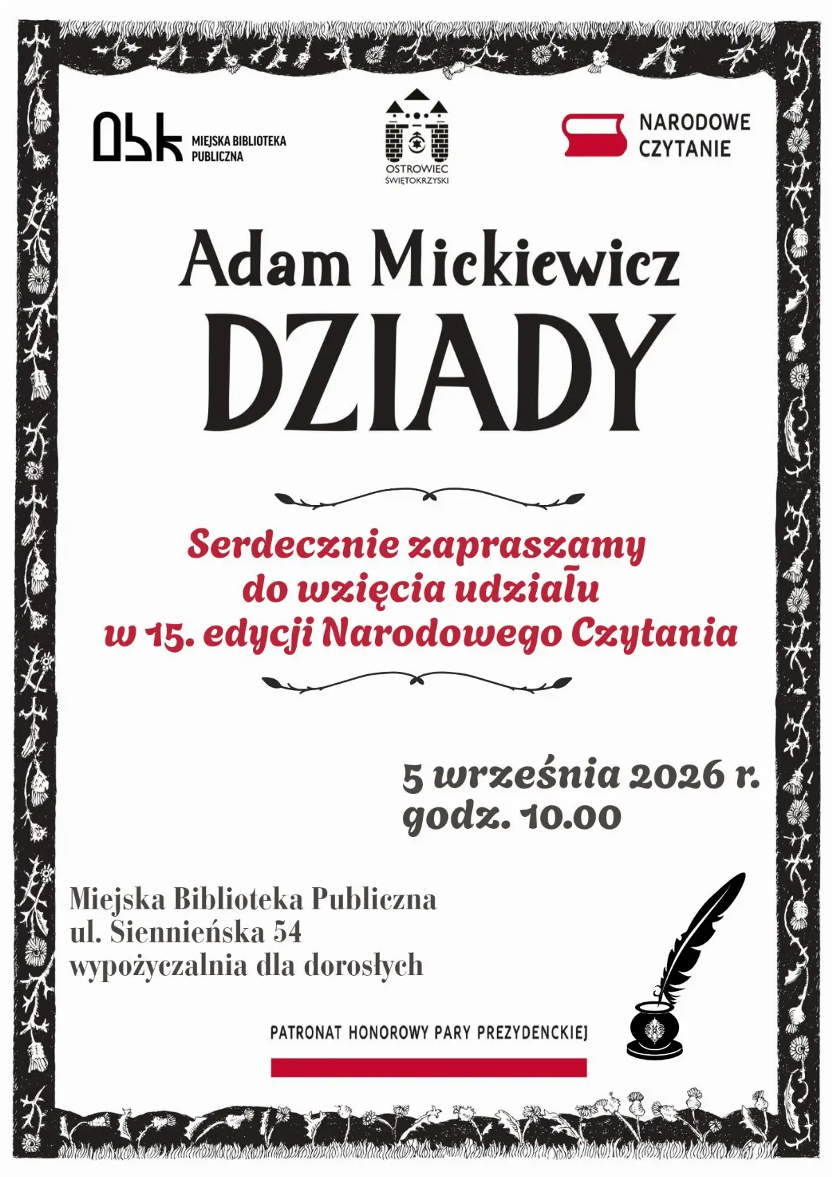 Narodowe Czytanie 2026 – lektura 'Dziady' Adama Mickiewicza
